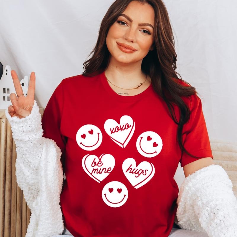 White Collage Smiley Heart Be Mine Valentines Hearts Valentines Shirt Soft Comfy Be Mine Shirt Hearts Smiles Comfortable Cute Fabric Fit T-Shirts, Hoodie, Sweatshirt