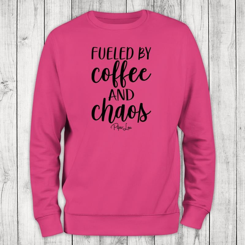 Fueled by Coffee And Chaos Sweatshirt, Proudly Printed In The USA, Sweatshirt Gray / White, #sassy #cute #sarcasm Shirt...