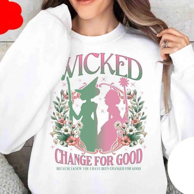 Wicked Change For Good Glitter Shirt, Defy Gravity Broomstick Magic Wand Shirt, Wicked Musical Movie Fan Shirt, Wicked...
