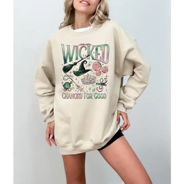 Wicked Change For Good Sweatshirt, Defy Gravity Broomstick Magic Wand, Wizard Movie Fan Shirt, Wicked Sweater, Musical...