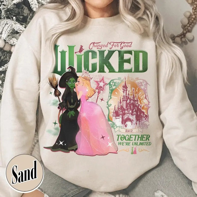 Wicked Change For Good Sweatshirt, Wicked Musical Movie Fan Xmas Gift, Wicked Glitter, Unisex Short Sleeve Tee Hoodie