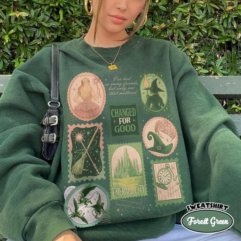 Wicked Changed For Good Stamps Shirt, Defy Gravity Broomstick Magic Wand Sweater, Wizard Movie Inspired Shirt, Wicked...