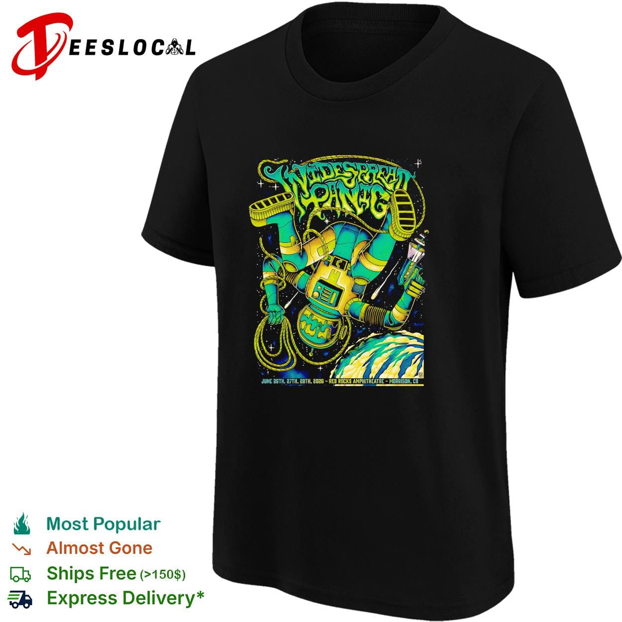 Widespread Panic Red Rocks Amphitheatre 2026 astronaut concert poster shirt