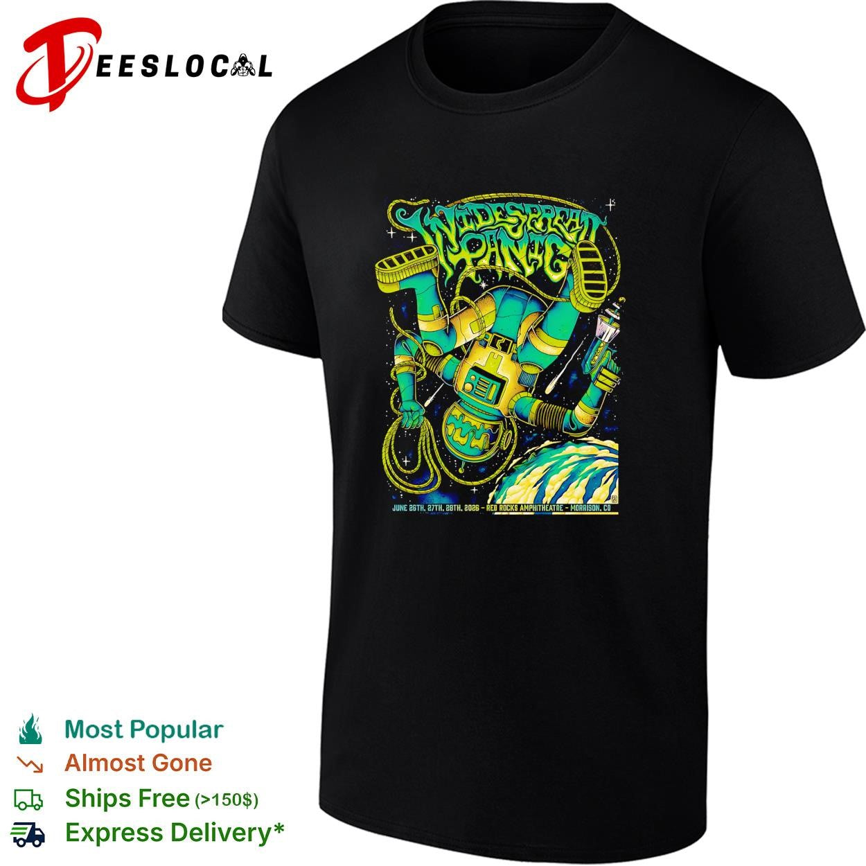 Widespread Panic Red Rocks Amphitheatre 2026 astronaut concert poster shirt
