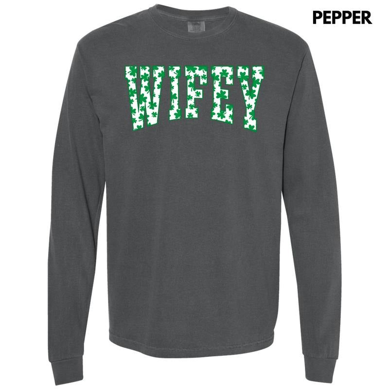 Wifey Clovers Long Sleeve Comfort Colors T-Shirt 'NLB' Hoodie Sweatshirt | PrintMintTees.com