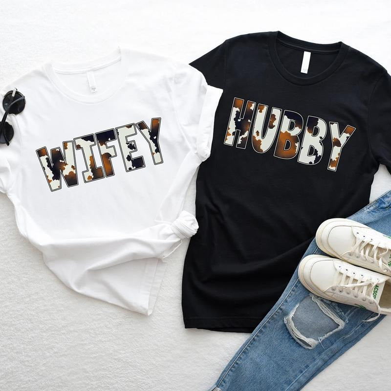 Wifey Hubby Cow Family Farmer Shirt Cow Print Farmer Wife Shirt T-Shirts, Hoodie, Sweatshirt