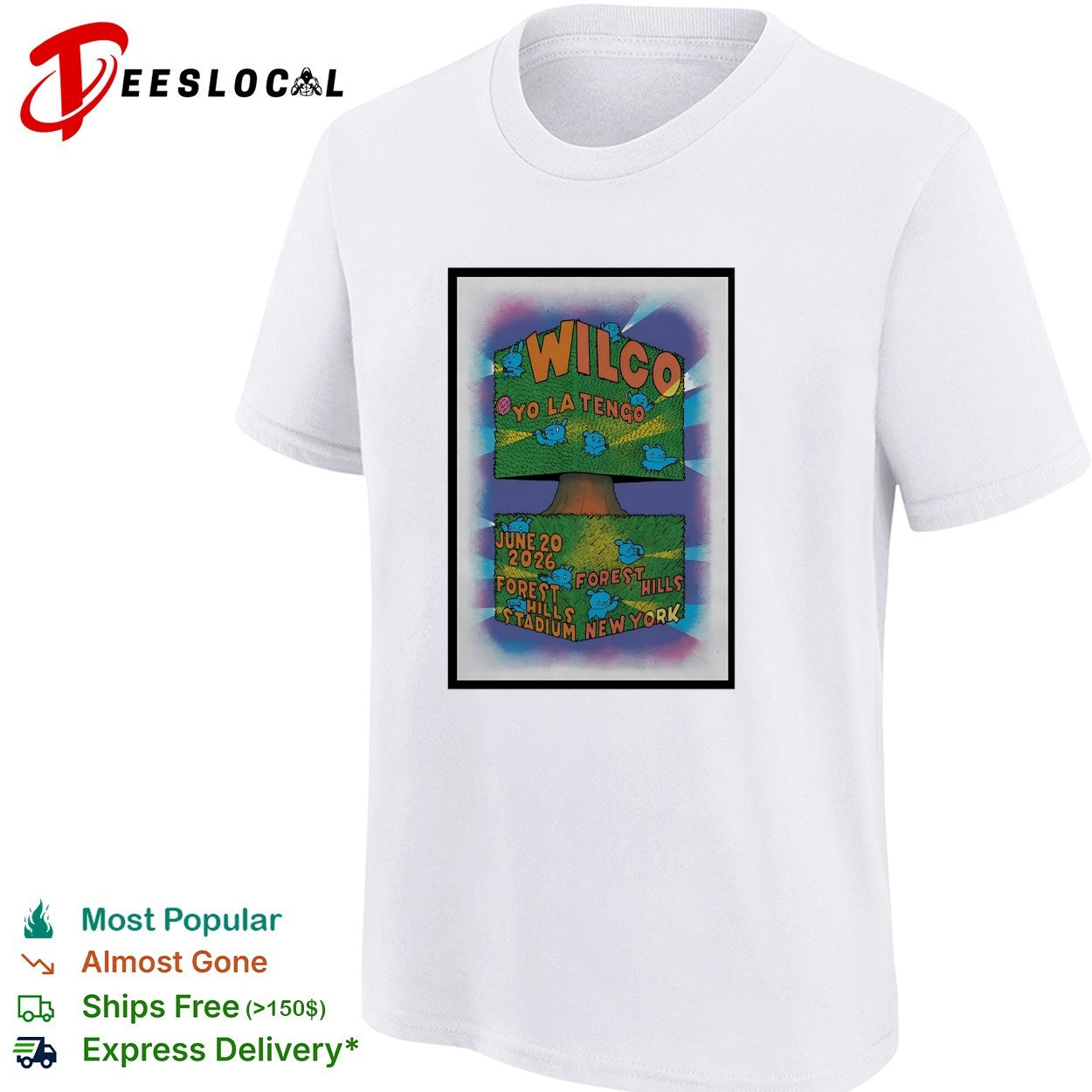 Wilco Yo La Tengo Forest Hills Stadium 2026 poster shirt