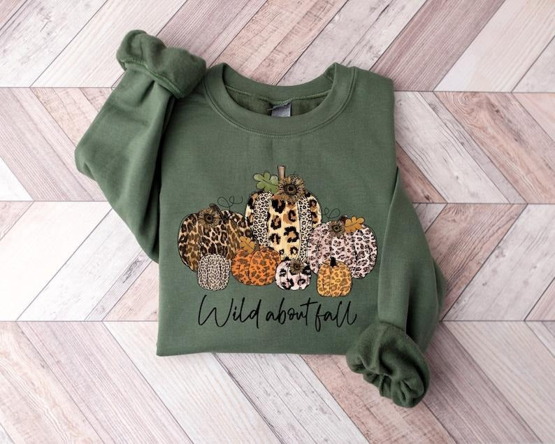 Wild About Fall Sweatshirt, Pumpkin Fall Shirt, Happy Thanksgiving Shirt, Fall Pumpkin Mom Sweater, Teacher Fall...