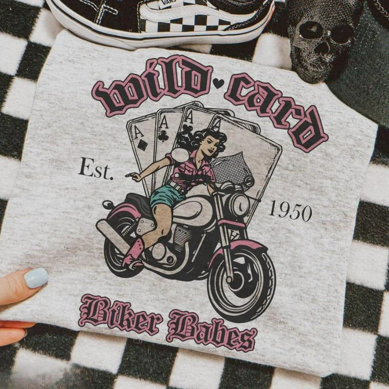 Wild Card Biker Babes Shirt Vintage Western Cowgirl Outfits Western Stuff Tops Country Concert Outfits Western Clothes T-Shirts, Hoodie, Sweatshirt