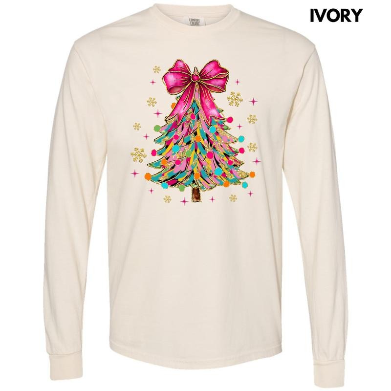 Wild Colors Christmas Tree Long Sleeve Comfort Colors T-Shirt 'NLB' Hoodie Sweatshirt | PrintMintTees.com