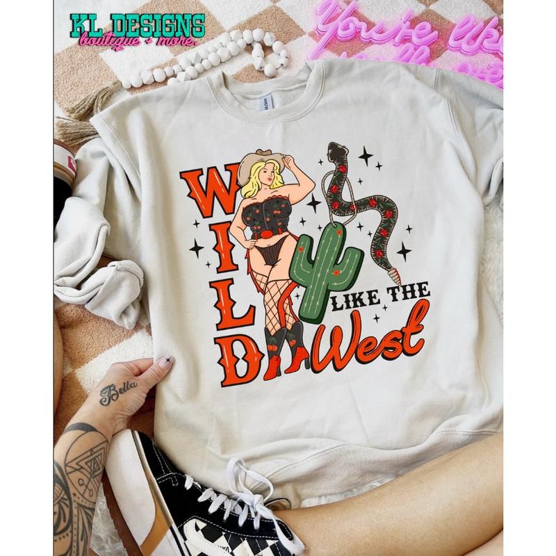 Wild Like The West Grunge Cowgirl Sweatshirt, western clothing hoodies, western outfits women, western tops Shirt