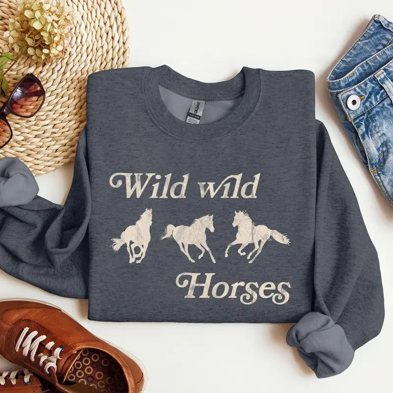 Wild Wild Horses, Country, Western Sweatshirt T-Shirts, Hoodie | PrintMintTees.com