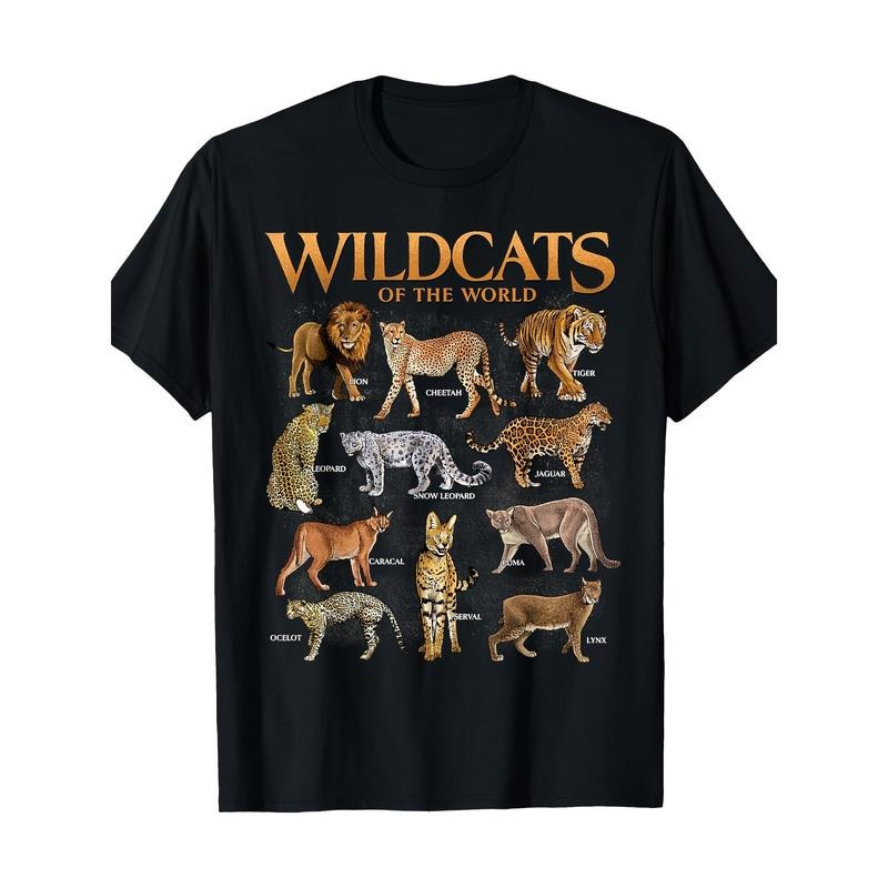 Wildlife Enthusiast's Dream: Men's 100% Cotton T-Shirt with Unique Wild Cat Design