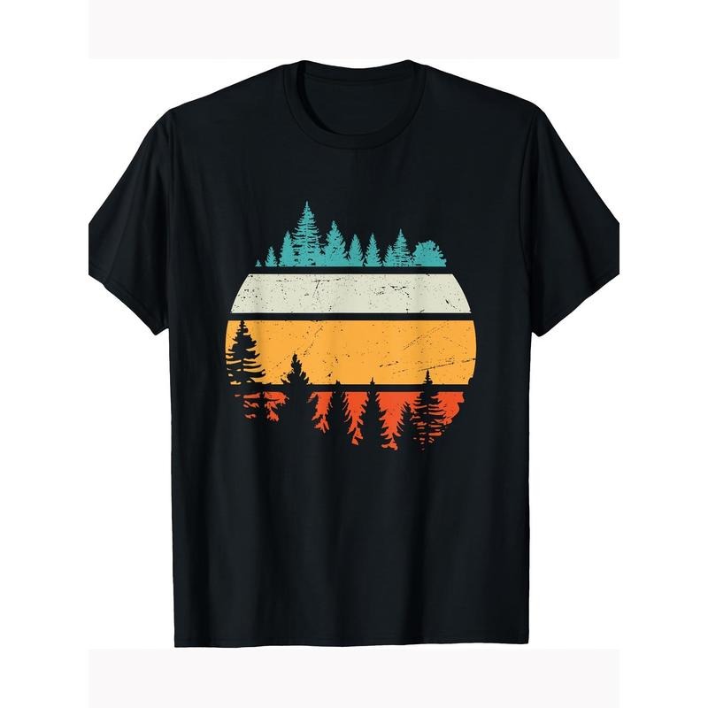 Wildlife Trees Outdoor Nature Vintage Forest Pattern Men's T-shirt 100% cotton T-shirt Made in USAstyle{n002}2 Hoodie...