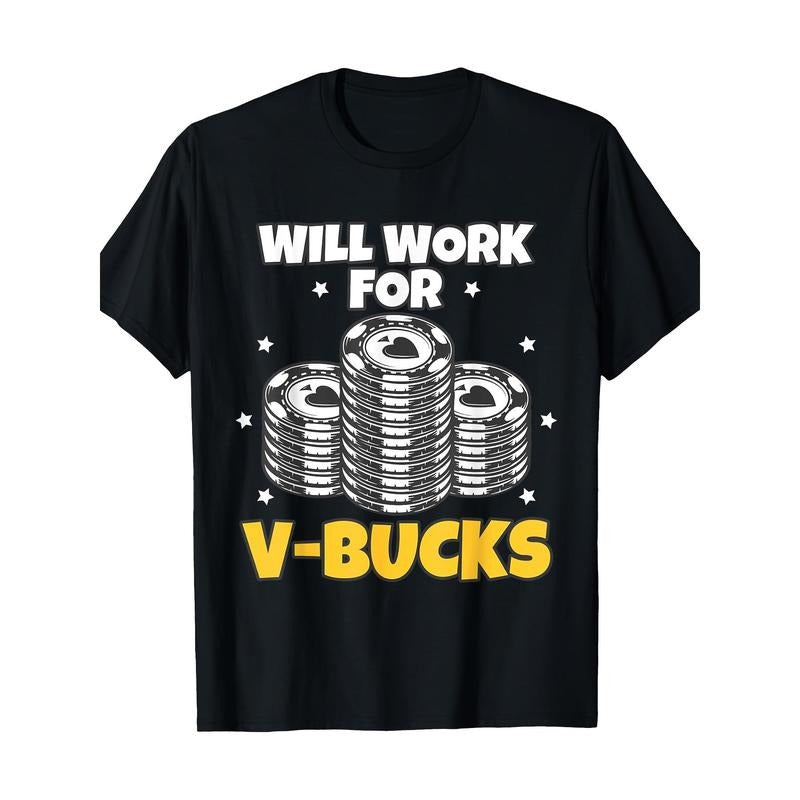Will Work For Bucks V Gaming Gifts For RPG Gamers Youth Men T-Shirt - 220g made in usa Hoodie Sweatshirt | PrintMintTees.com