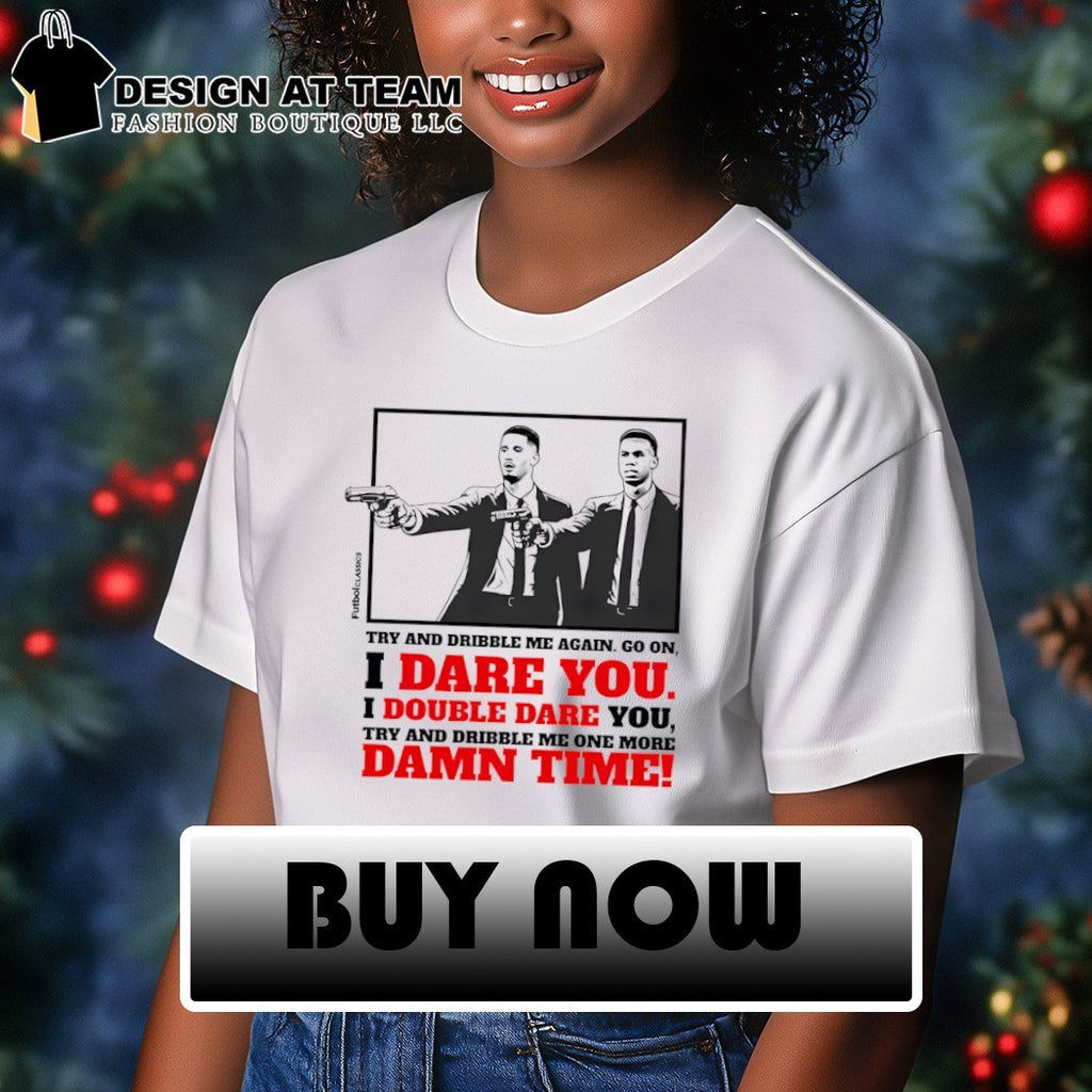 William Saliba and Gabriel Magalhães Pulp Fiction Style Arsenal try and dribble me again go on shirt