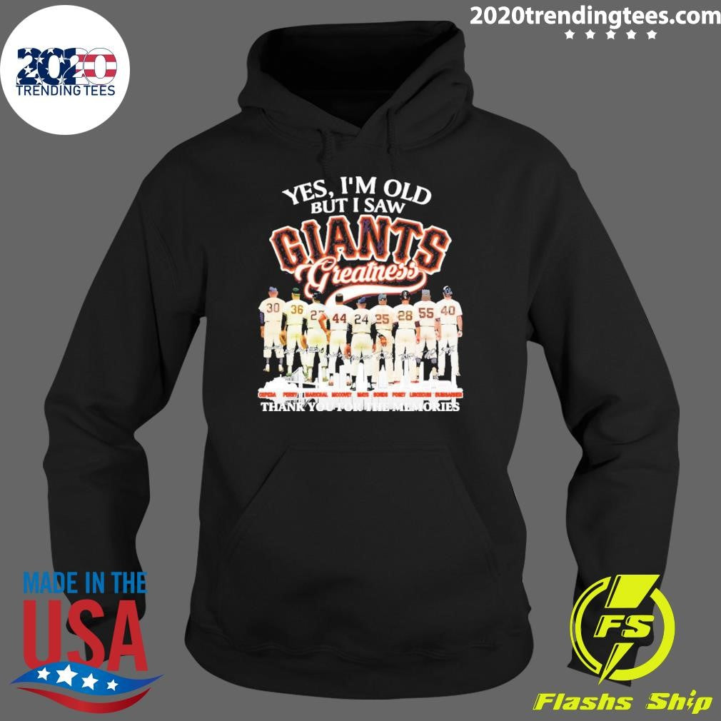Willie Mays Barry Bonds San Francisco Giants Baseball Yes I’m Old But I Saw Giants Thank You Signatures Shirt