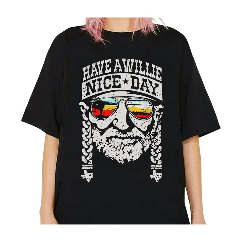 Willie Nelson Country Music Have a Willie Nice Day T Shirt Gift for fans Hoodie Sweatshirt | PrintMintTees.com