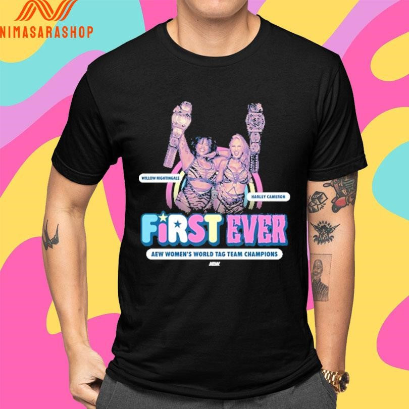 Willow Nightingale Harley Cameron First Ever Aew Women’s World Tag Team Champions Shirts