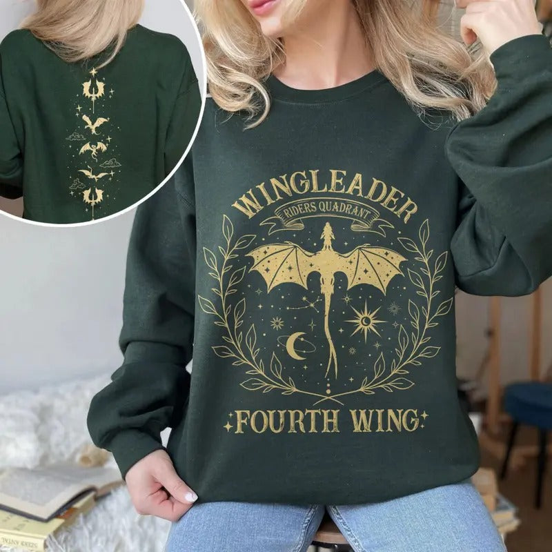 Wing Leader Fourth Wing Sweatshirt, Basgiath War College Shirt, Dragon Rider Tee Shirt, Wing Leader Xaden Tee, The...