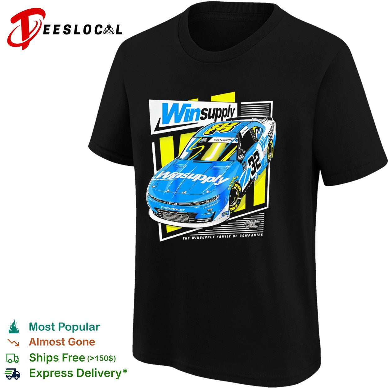 Winsupply 32 Andrew Patterson Blue Race Car Motorsport Graphic Shirt