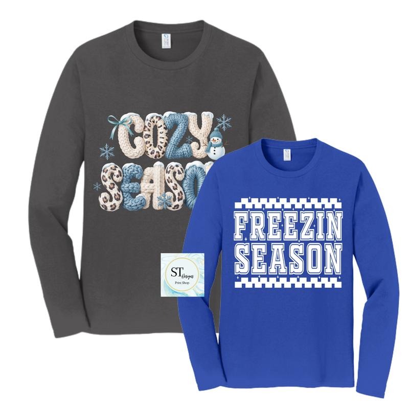 Winter Time Mystery Designed T-shirt Cozy Season Long Sleeves or Crewneck Casual Style Hoodie Sweatshirt | PrintMintTees.com