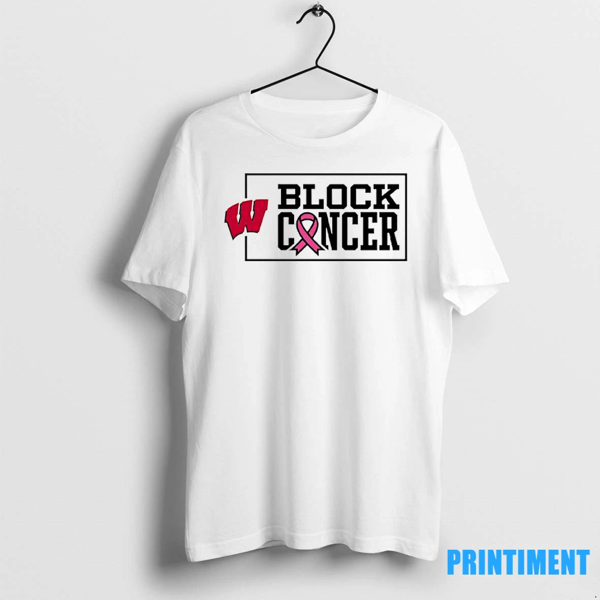 Wisconsin Badgers Block Cancer Pink Ribbon Tshirts Sweater