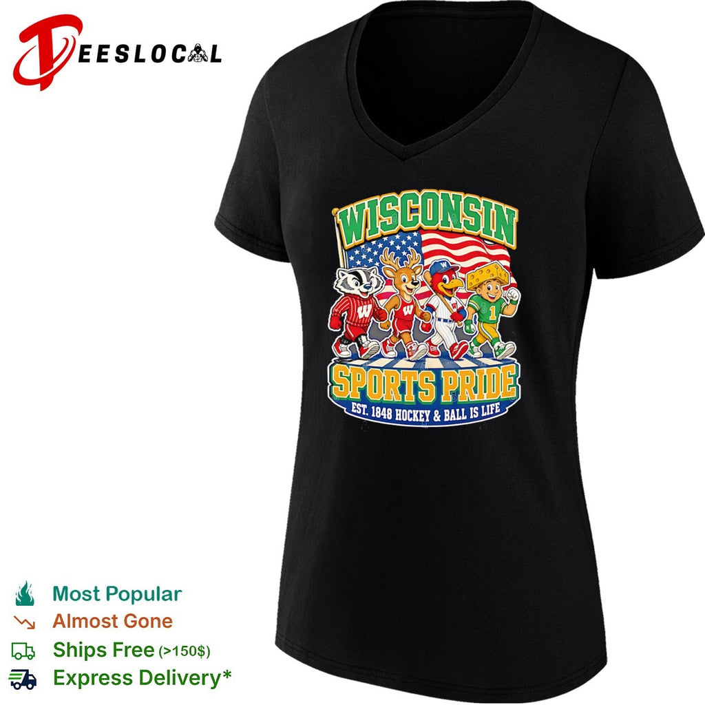 Wisconsin Sports Pride Est 1848 Hockey and Ball is Life Badger Deer Bird shirt