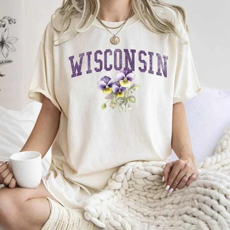 Wisconsin State Flower Comfort Colors Tshirt, Women's Hoodie Sweatshirt | PrintMintTees.com