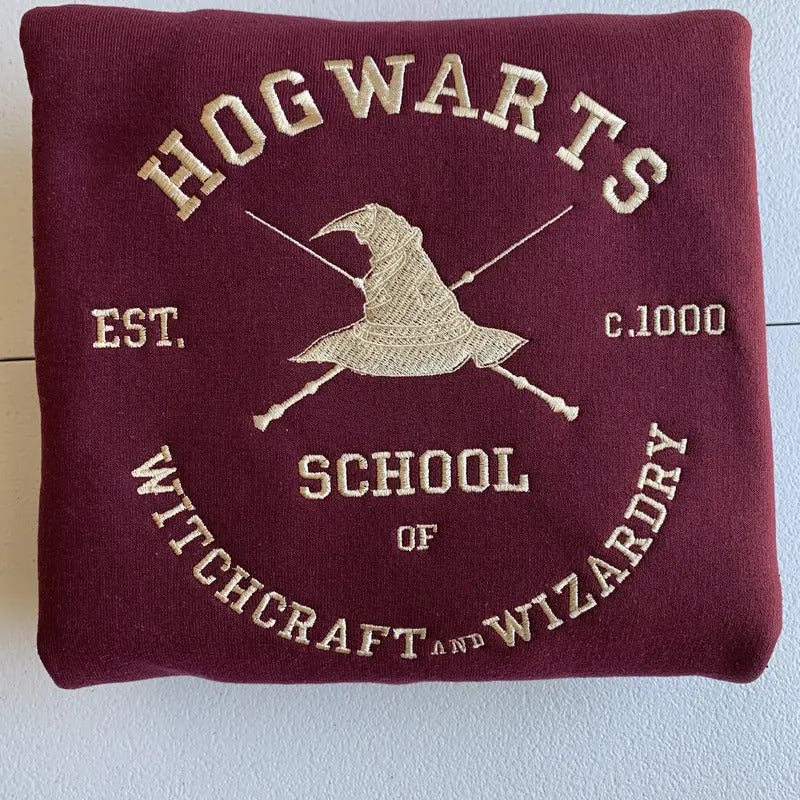 Wizard School Embroidered Sweatshirt | Wizarding World Inspired | Cozy HP Sweater | Magical Apparel | Unisex Sweatshirt...