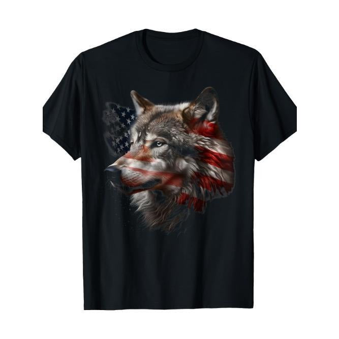 Wolf American Flag USA Patriotic Wolf Lover T-Shirt- Made in USA Hoodie Sweatshirt | PrintMintTees.com