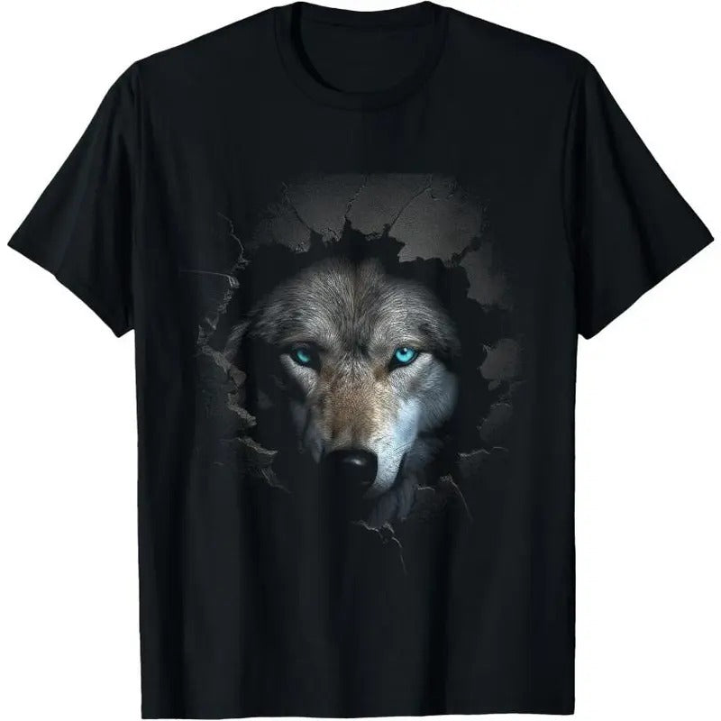 Wolf Blue Eyes Artwork | Wall Animal Motif Wolf T-Shirt Hoodie Sweatshirt | PrintMintTees.com