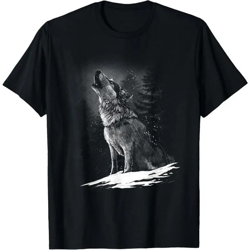 Wolf Hunting Ground, Icy Moon Forest wildlife T-Shirt Hoodie Sweatshirt | PrintMintTees.com
