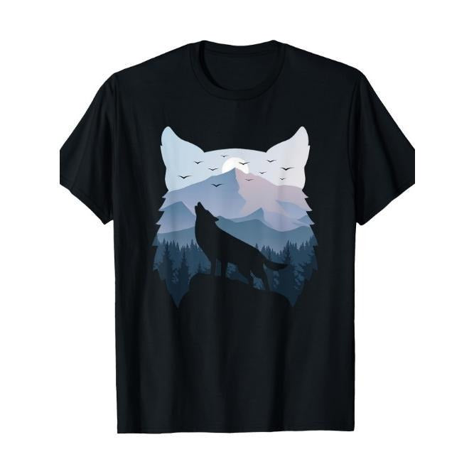 Wolf Landscape Mountain Wildlife Animal Nature Wolves T-shirt Made in USA Hoodie Sweatshirt | PrintMintTees.com
