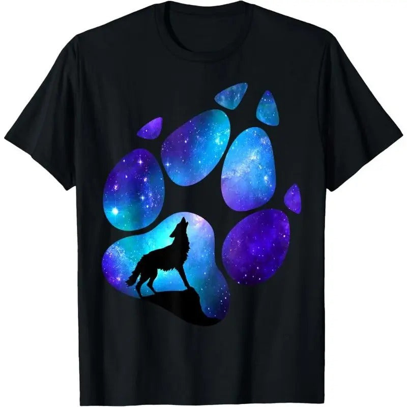 Wolf Paws Galaxy Wild Lone Wolves Stars Moon Wolf T-Shirt Hoodie Sweatshirt | PrintMintTees.com