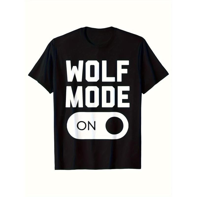 Wolf Print Men's Cotton T-shirt, Casual Short Sleeve Crew Neck T-shirt, Men's Tee For Outdoor Made in USA Hoodie Sweatshirt