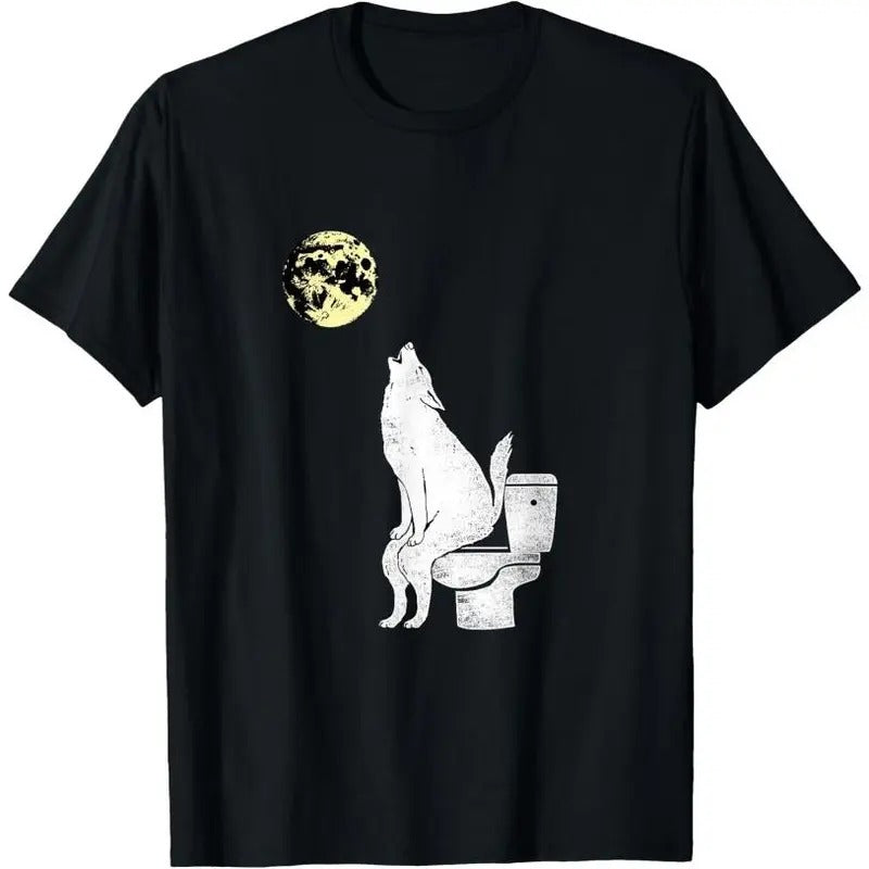 Wolf on the toilet gift T-Shirt Made in USA Hoodie Sweatshirt | PrintMintTees.com