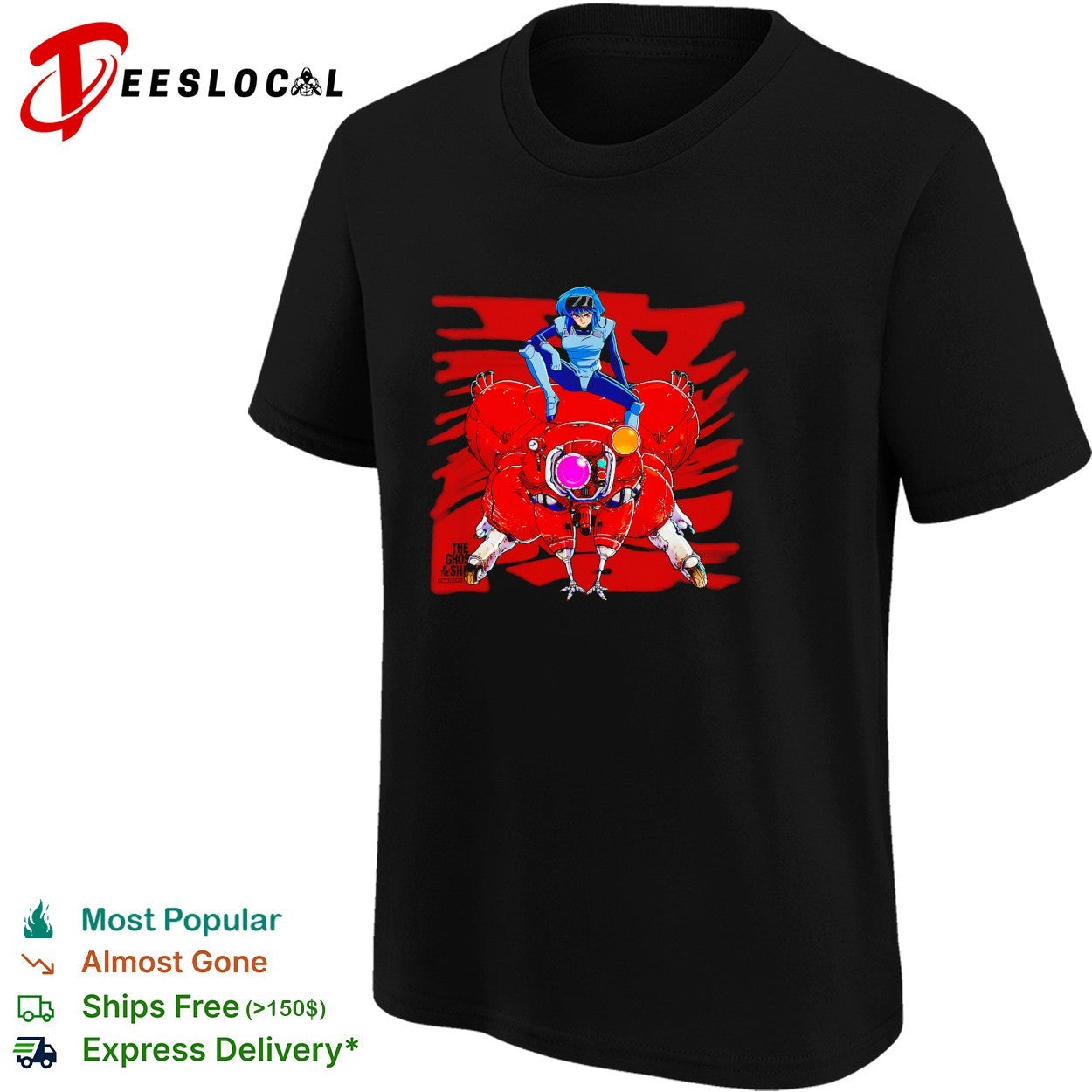 Woman riding red robot Ghost in the Shell shirt