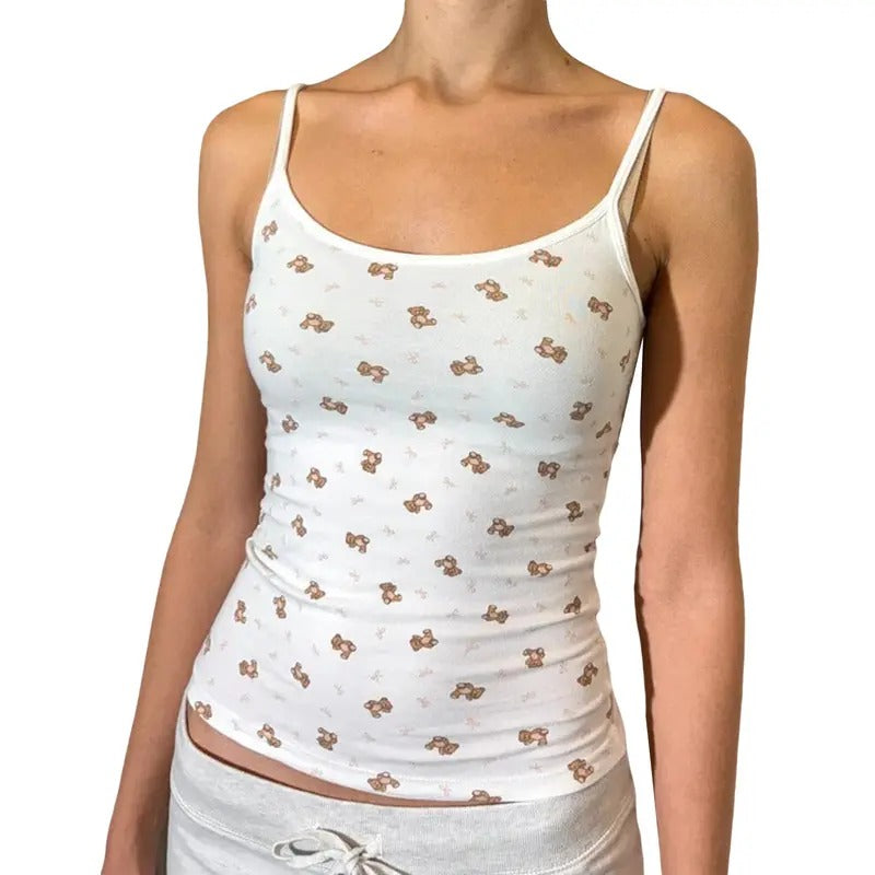 Women Cute Bear Cami Tops Y2k Girls SexyFitted Camisole Sleeveless Graphic Printing Summer Shirt Party Streetwear Hoodie...