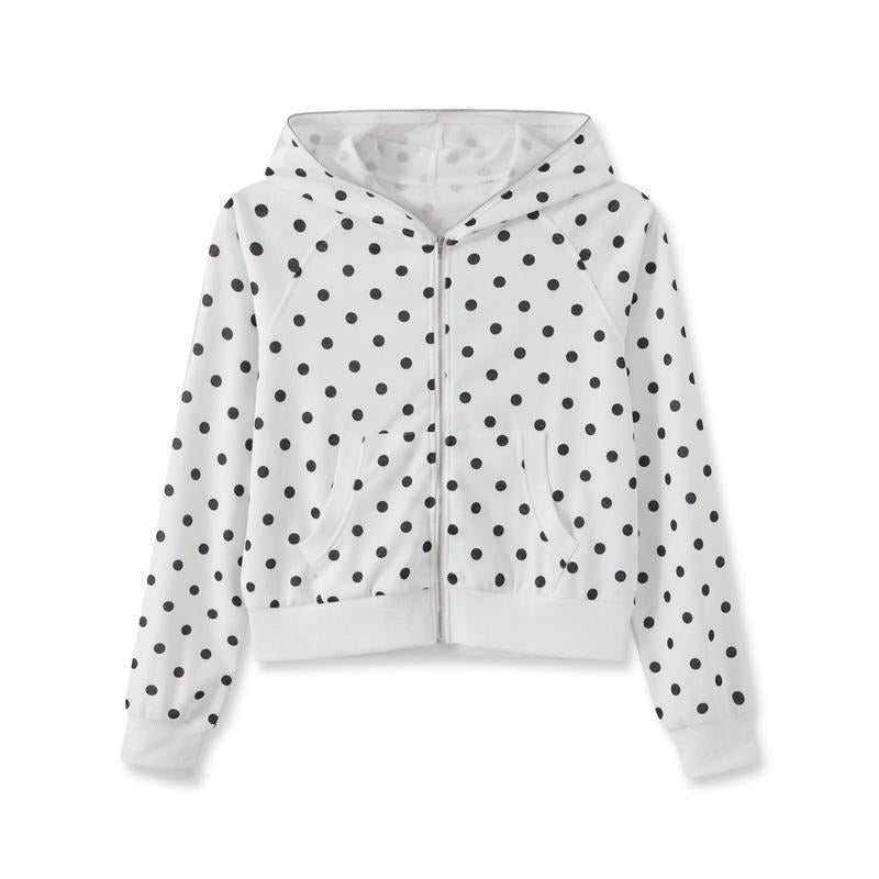 Women Hoodie, Long Sleeve Dots Print Sweatshirt Cool Street Casual Jacket Outwear Shirt | PrintMintTees.com