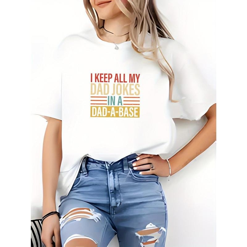 Women'S "I Keep All My Dad Jokes in a Dad-A-Base" Graphic Tee - Casual, Comfortable, Sleeveless T-Shirt for Father'S Day,...