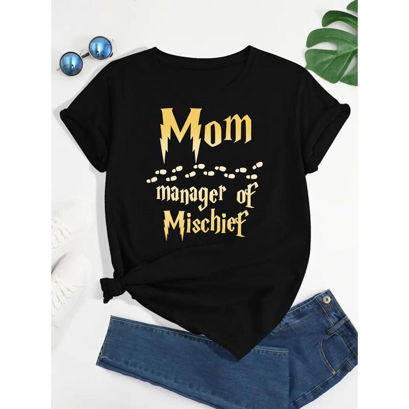 Women'S Fashion Letter Print Casual T-shirt round Neck, Short Sleeve, Machine Washable-Mother'S Day Perfect Gift style 02...