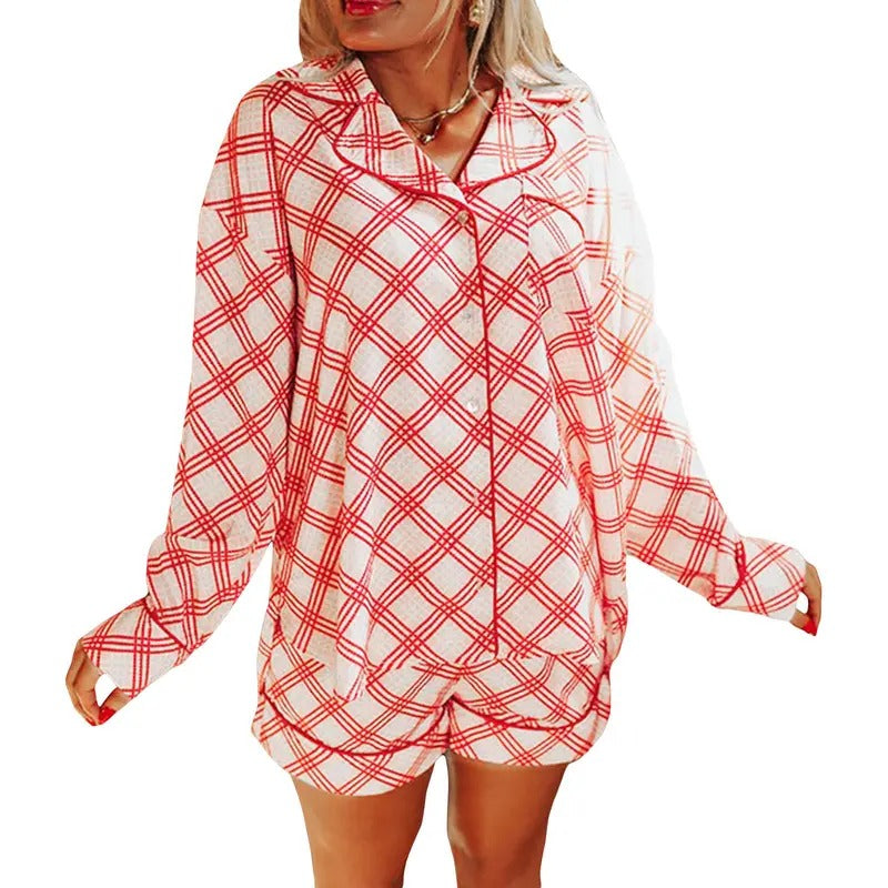 Women Satin Silk Christmas Pajamas Set Santa Xmas Matching Set Long Sleeve Button Down Shirt Shorts Pj Set Hoodie Sweatshirt