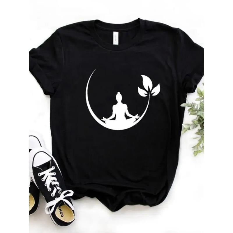 Women T Shirt Buddha Lotos Print Tshirt Women Short Sleeve O Neck Loose T-shirt Ladies Causal Tee Shirt Clothes Tops...