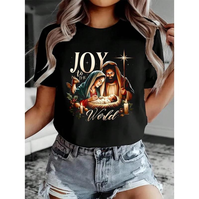 Women men Christmas T-Shirt Joy To The World Christmas Xmas True Jesus Nativity T-Shirt Hoodie Sweatshirt | PrintMintTees.com