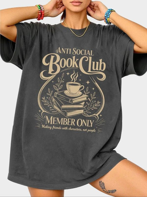 Women's "Anti-Social Book Club" Casual T-shirt, a literary and artistic T-shirt, essential for book lovers and...