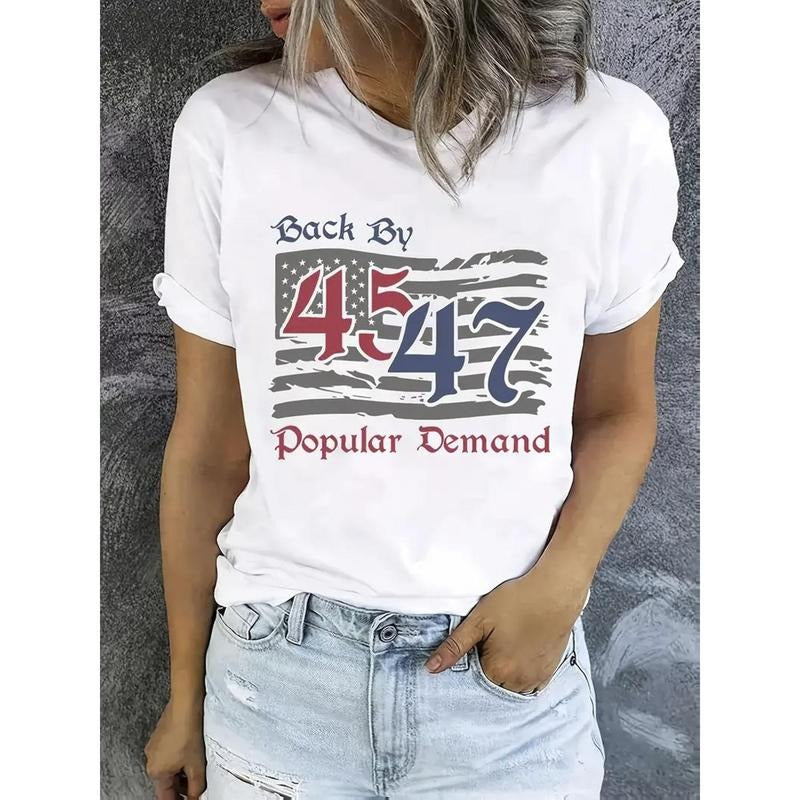 Women's 100% Cotton Patriotic American Flag Graphic T-Shirt - Soft Breathable Moisture-Wicking Relaxed Fit Round Neck...