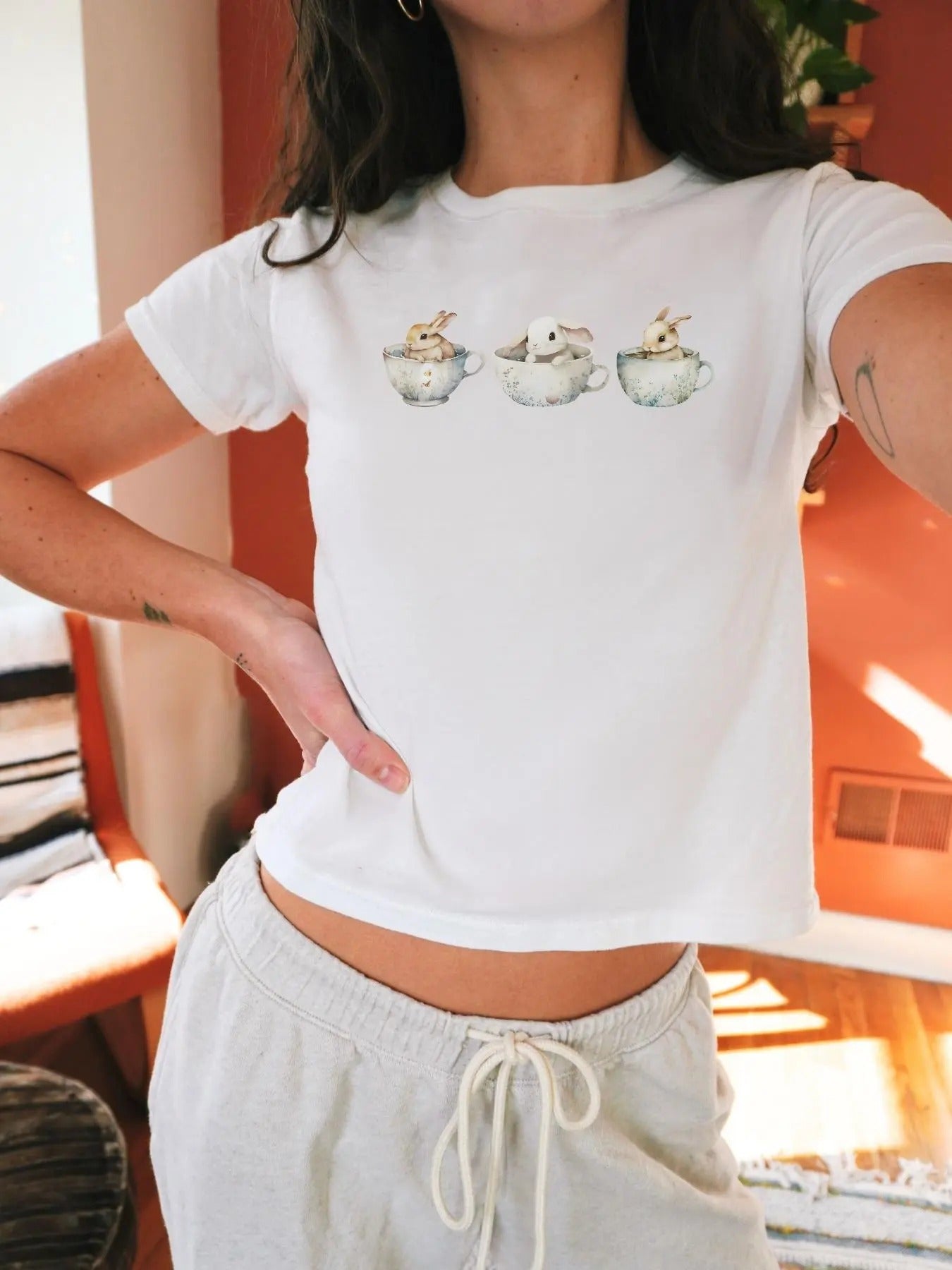 Women's Animal Print Round Neck Tee, Casual Short Sleeve Crew Neck T-shirt for Spring & Fall, Fashion Women's Top for...