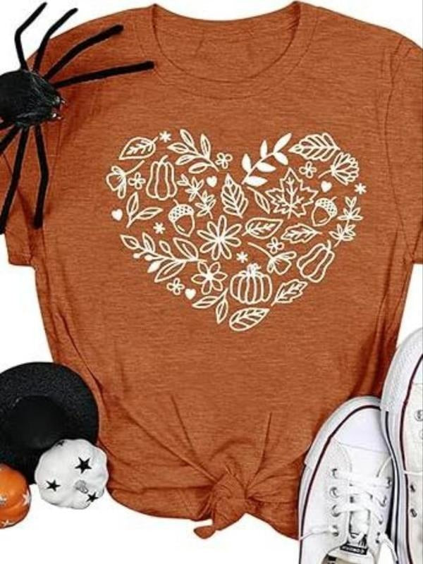 Women's Autumn Shirt Halloween Pumpkin Pattern Tee Thanksgiving Family Turkey Top Cute Autumn Thanksgiving T-Shirt Hoodie...