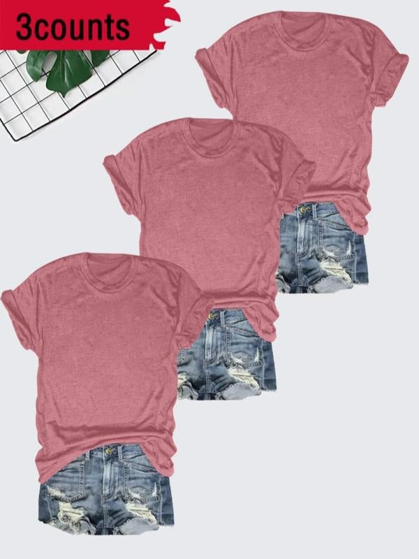 Women's Butterfly & Heart Print Round Neck Tee, Casual Short Sleeve Crew Neck T-shirt for Summer, Ladies Clothes for...